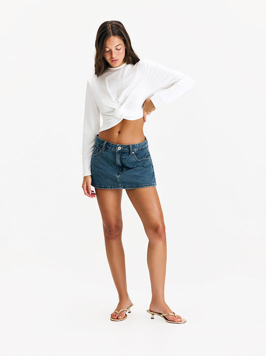 חצאית מכנס מיני ג'ינס Denim Mini